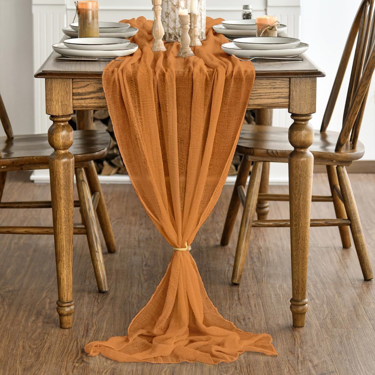 Camino mesa boda gasa bohemia naranja 160pulg decoración hogar