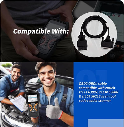Cable OBD2 comp para Zurich ZR11 ZR13 ZR15 5ft