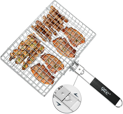 Cesta parrilla acero mango resistente 12.6x8.82pulg