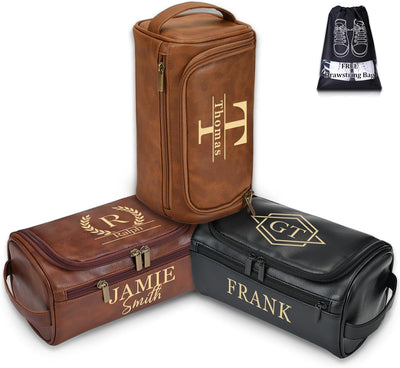 Neceser cuero personalizado para hombres regalo iniciales