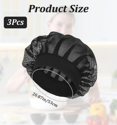 Redes elásticas para cabello sombrero chef negro reutilizable