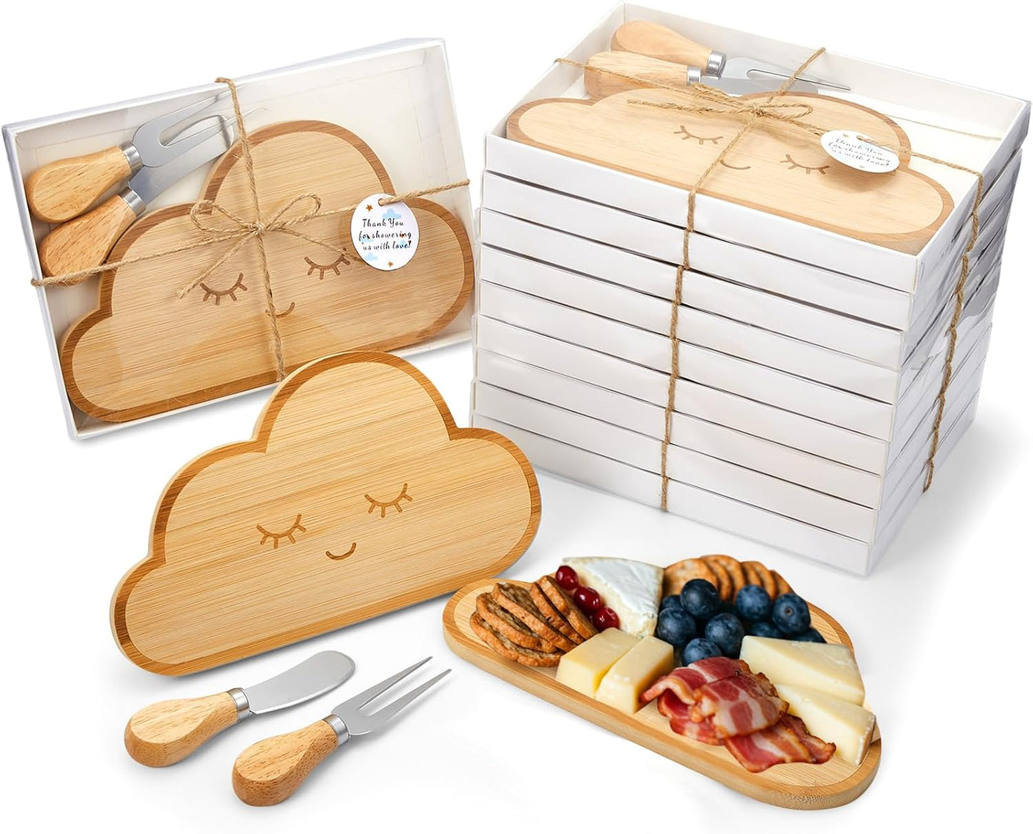 Set 18 Tablas Cortar Queso Nube con Cuchillos y Cuerdas