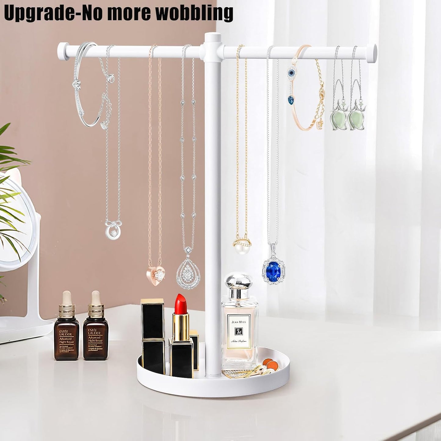 Soporte collares metal resistente bandeja redonda