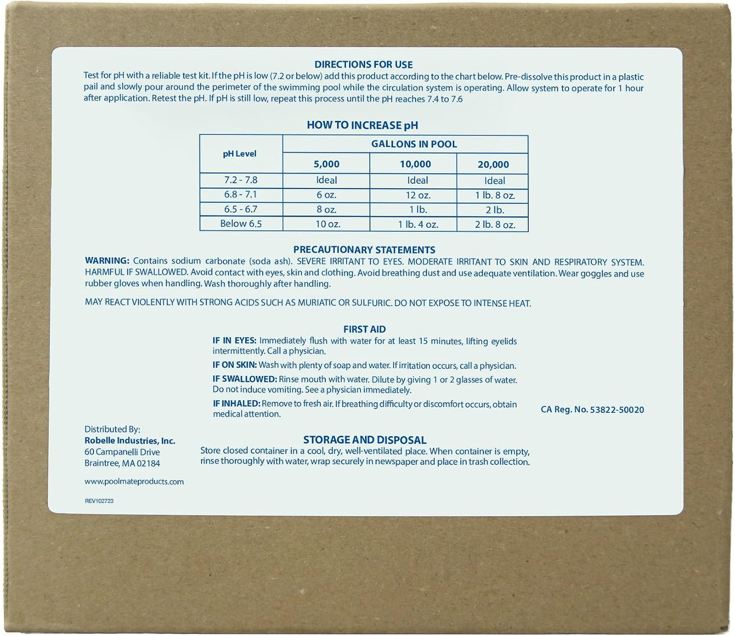 pH Up para piscinas 20 lb 100% carbonato sodio