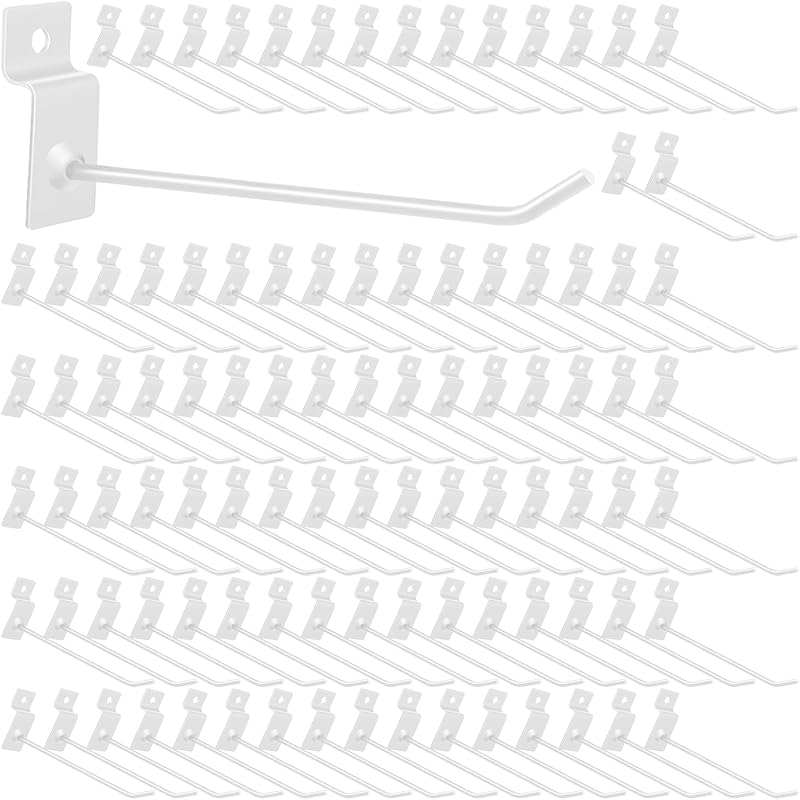 Set 100 ganchos pared listones 6" soporte estante blanco