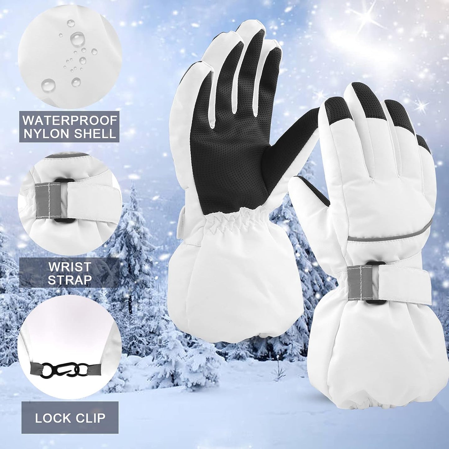 Guantes invierno niños esquí impermeables forro polar