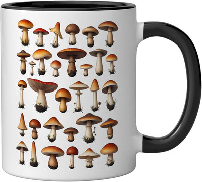 Taza Cerámica Caza Hongos Morel Negro/Blanco
