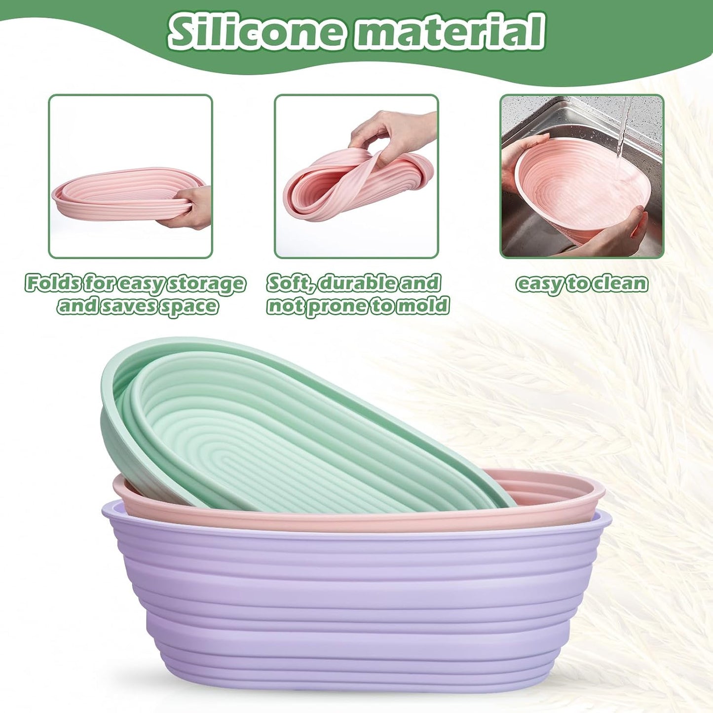 9 Cestas Silicona Plegables 10pulg para Hornear