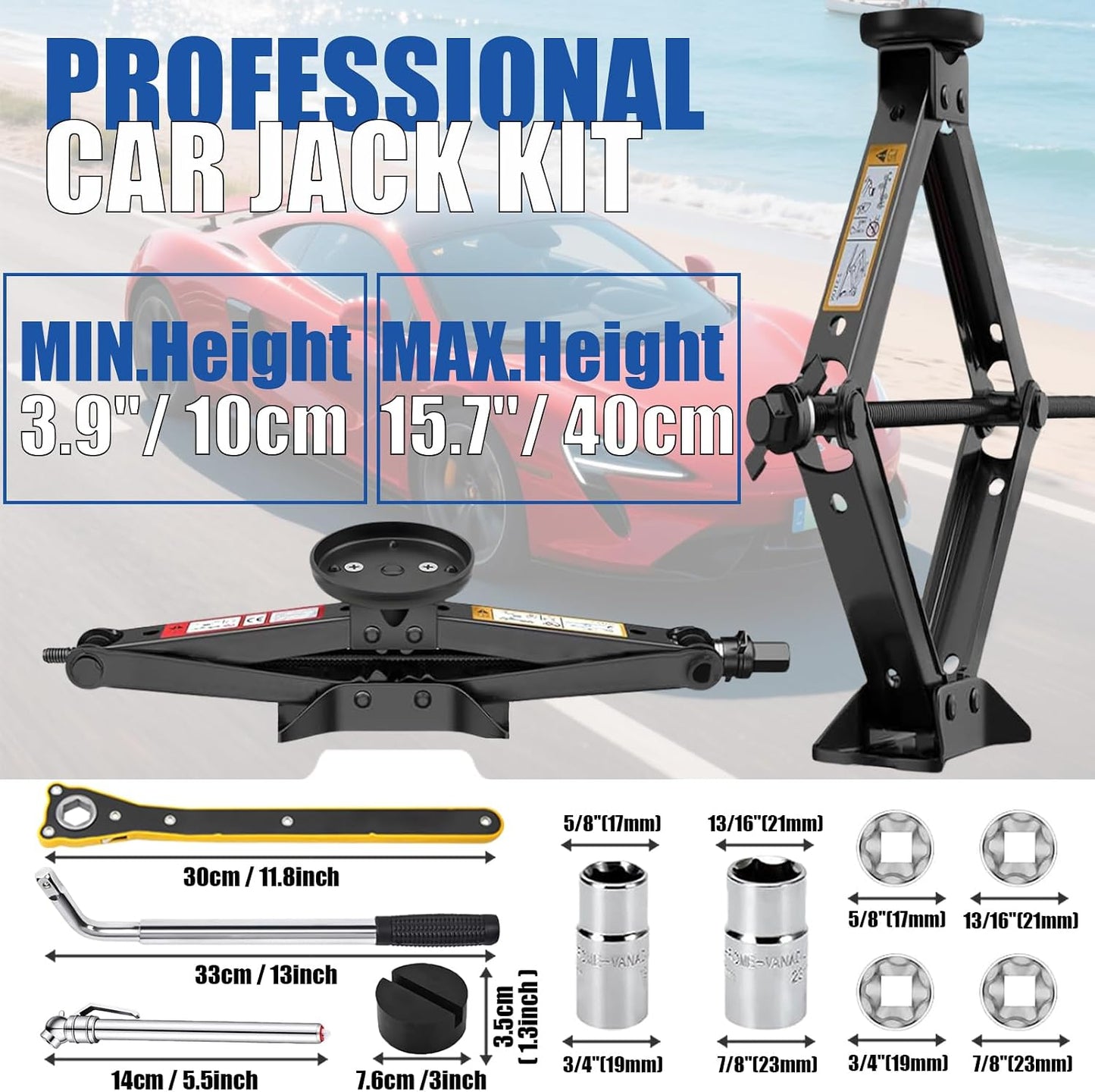 Gato coche 2.5 toneladas kit universal con almohadilla goma