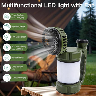 Ventilador camping con linterna LED 6000mAh recargable