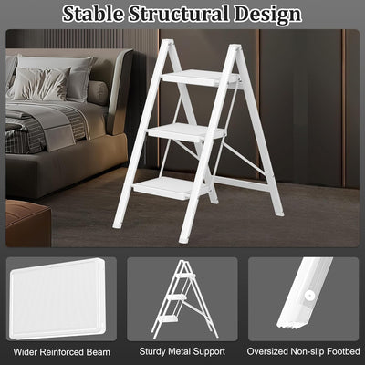 Escalera plegable 3 escalones acero 600lb antideslizante hogar