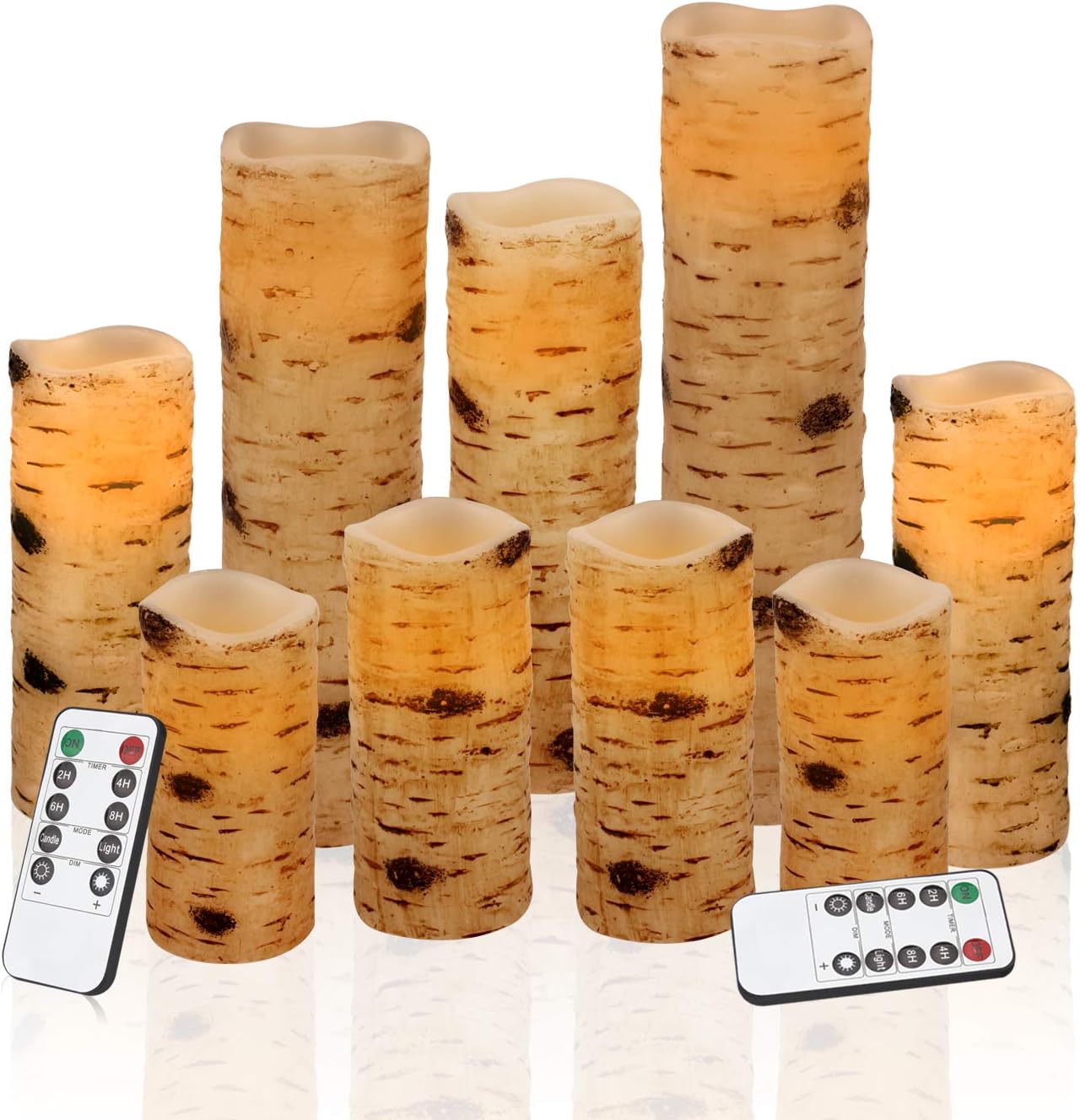 Set 9 velas LED cera real 4-9pulg control remoto 10 teclas