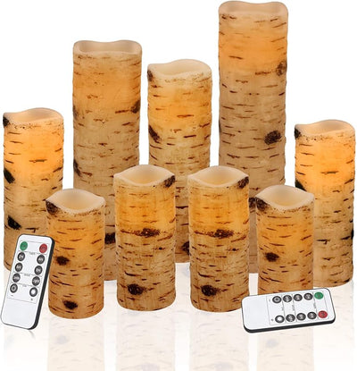Set 9 velas LED cera real 4-9pulg control remoto 10 teclas
