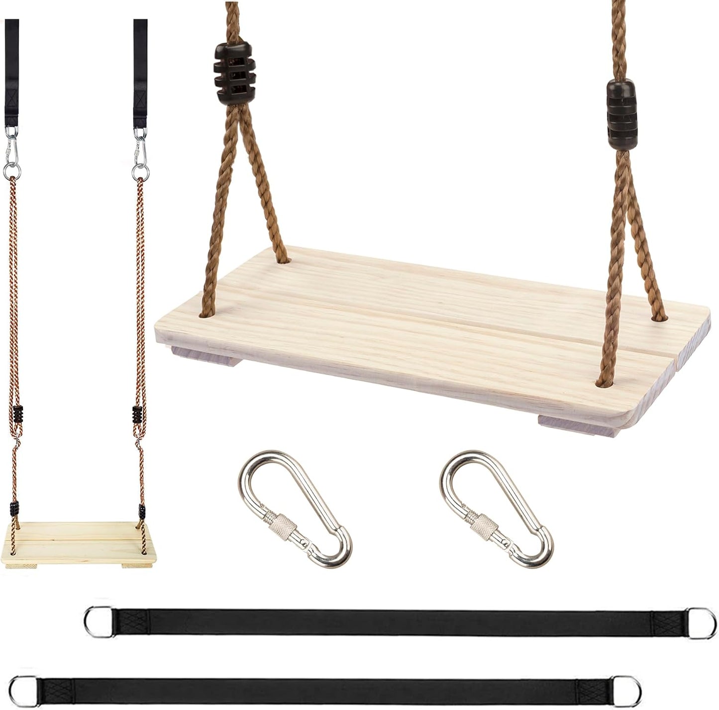 Set columpios cuerda nailon asiento madera