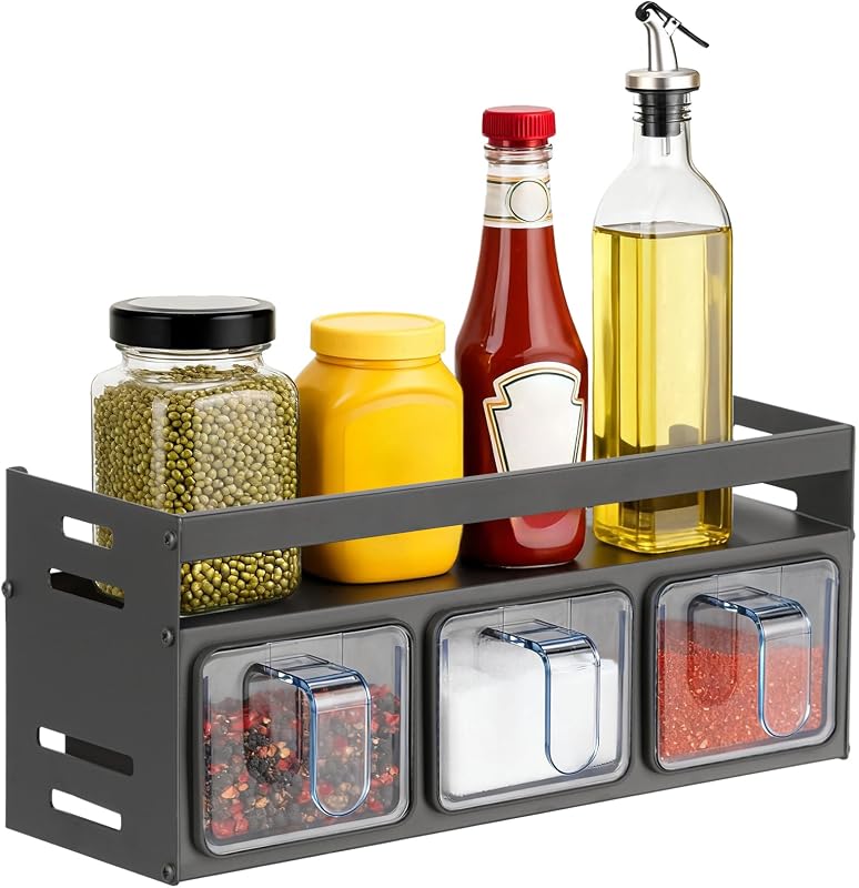 Estante especias cocina 3 rejillas gris multifuncional