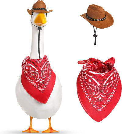Traje ganso vaquero 23/17pulg cemento sombrero bandana jardín