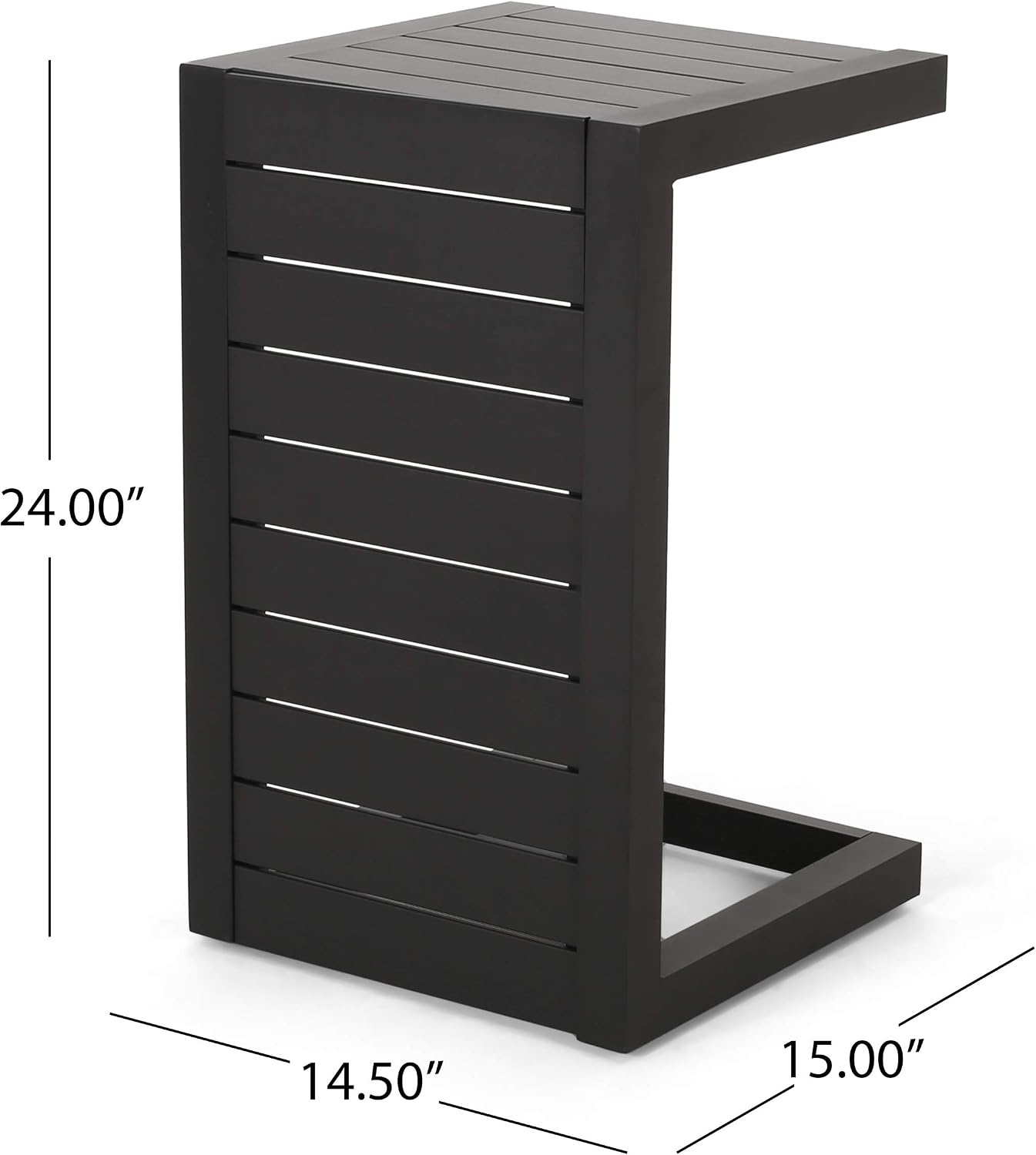 Mesa auxiliar aluminio forma C color negro mate