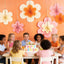 Decoración flores papel naranja y rosa para oficina y fiestas