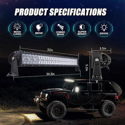 Barra luz LED 32" 18000lm antiniebla SUV