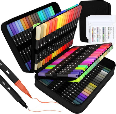 Set 110 marcadores finos y pincel estuche