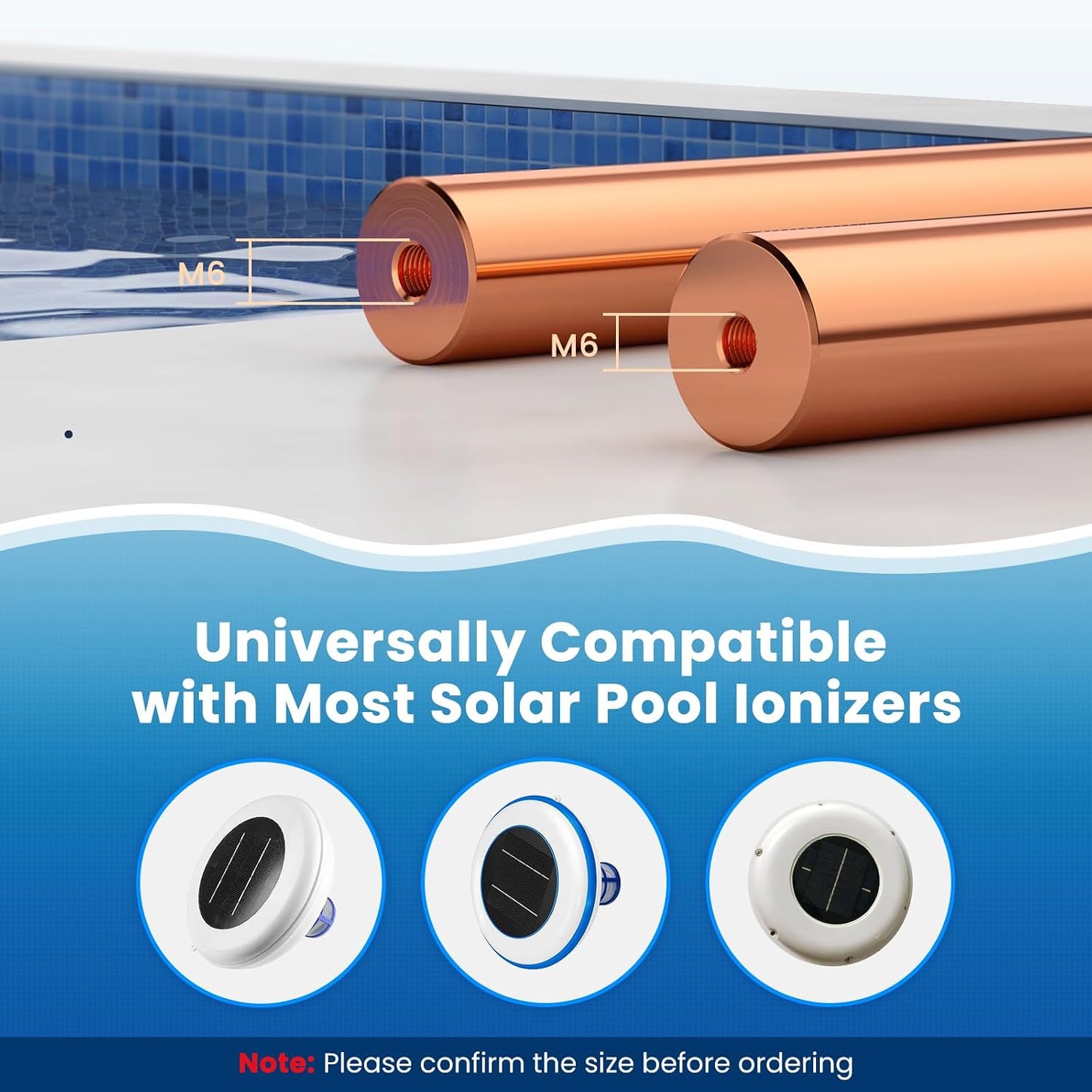 Kit repuesto cobre ionizador piscina 4.13x0.71pulg universal