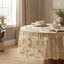 Mantel redondo gasa beige dorado 60x60pulg con purpurina mármol