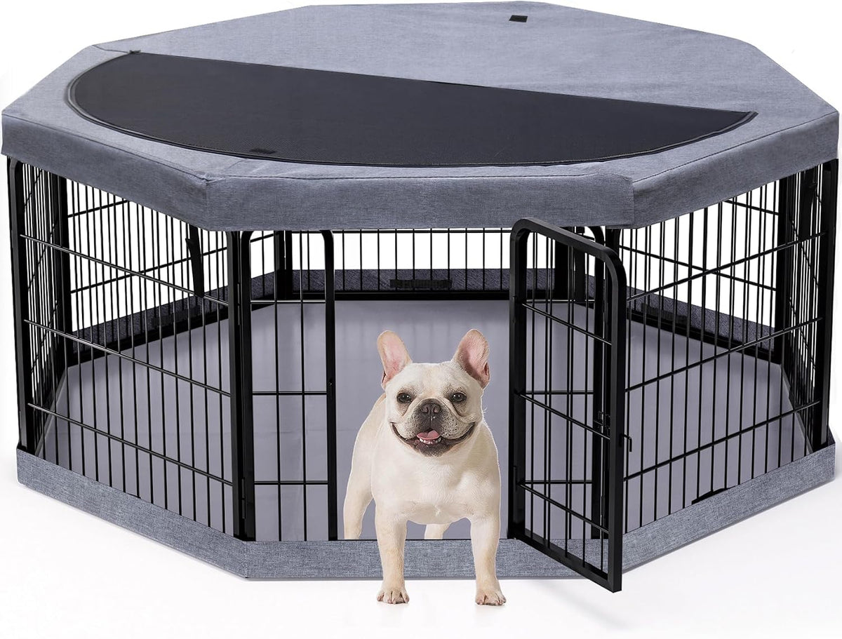 Corral metal perros 22x24pulg con cubierta