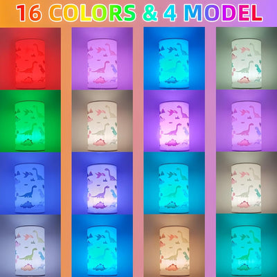 Lámpara dinosaurio decoración niños 16 colores control
