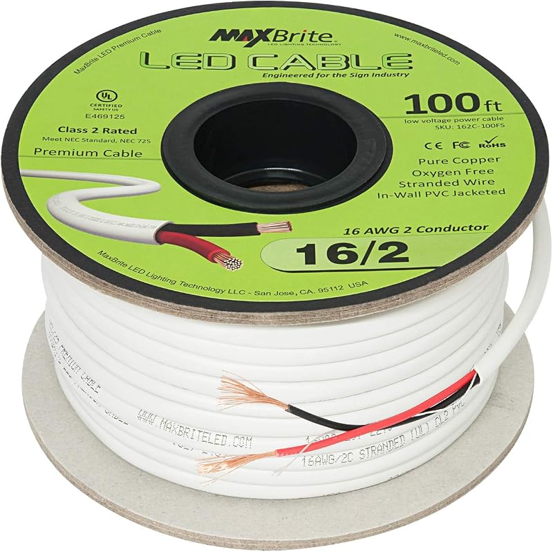 Cable LED 16AWG 100pies 2 conductores cert UL clase 2