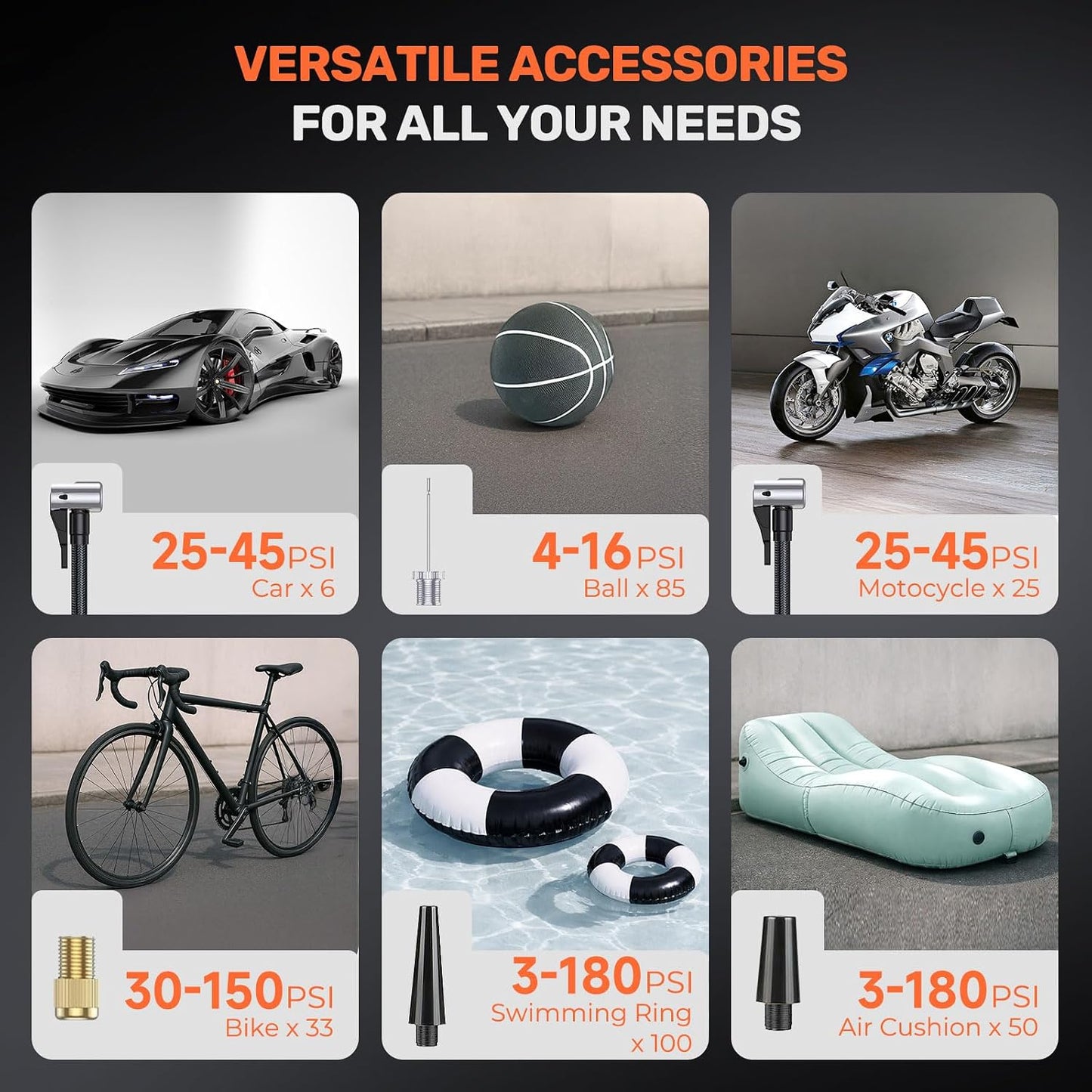 Compresor aire portátil 18000mah 150psi con medidor