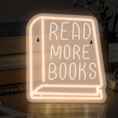 Letrero LED blanco Leer más libros 11x11pulg acrílico