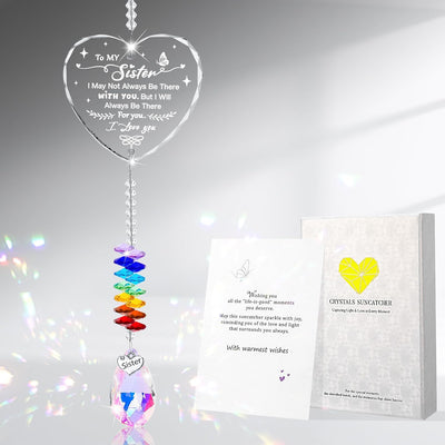 Atrapasoles de cristal con prisma de corazón para hermana