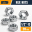 Set 20 Tuercas Hex 1/2-13 Acero Inox 304 SAE Caja Reutiliz.