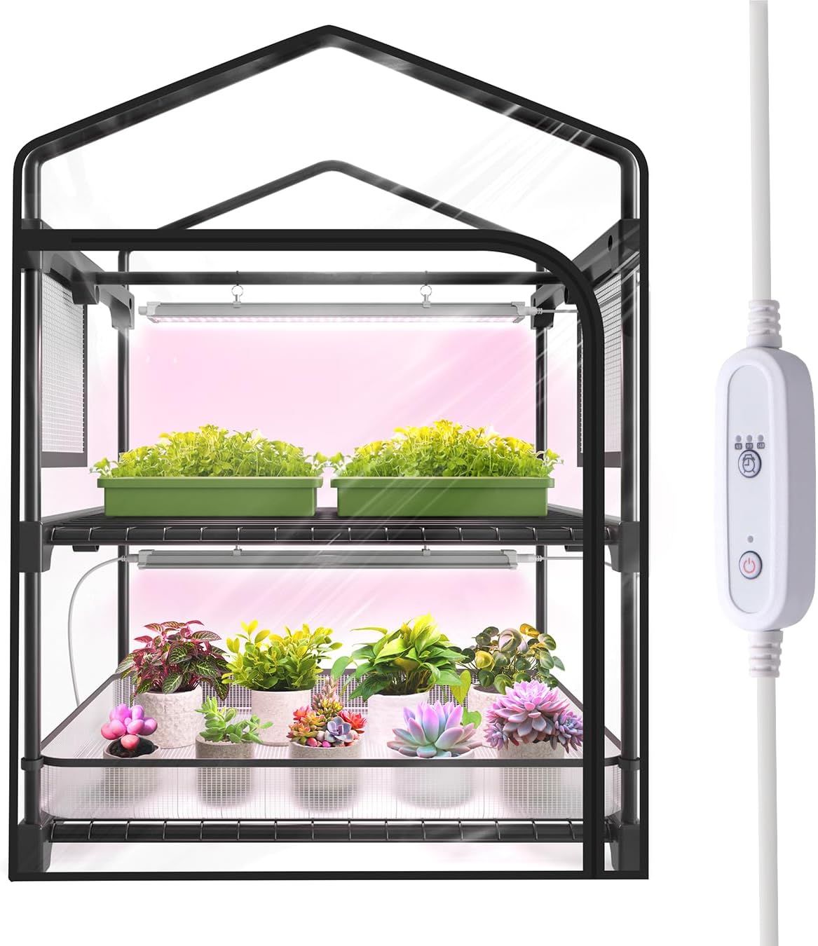 Mini invernadero interior luz 2 niveles PVC
