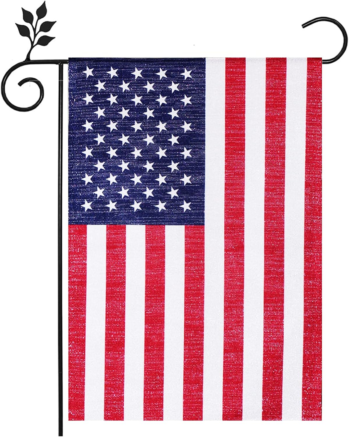 Bandera americana jardín 12x18" doble cara seda plateada