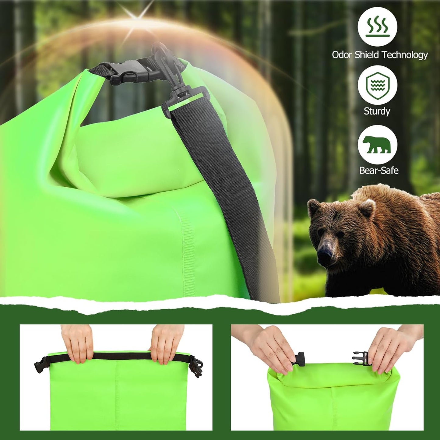 Sistema colgar bolsas oso 15l resistente agua camping