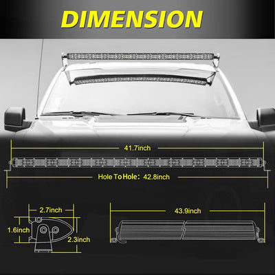 Barra luz LED 42" 360W doble fila capó camión