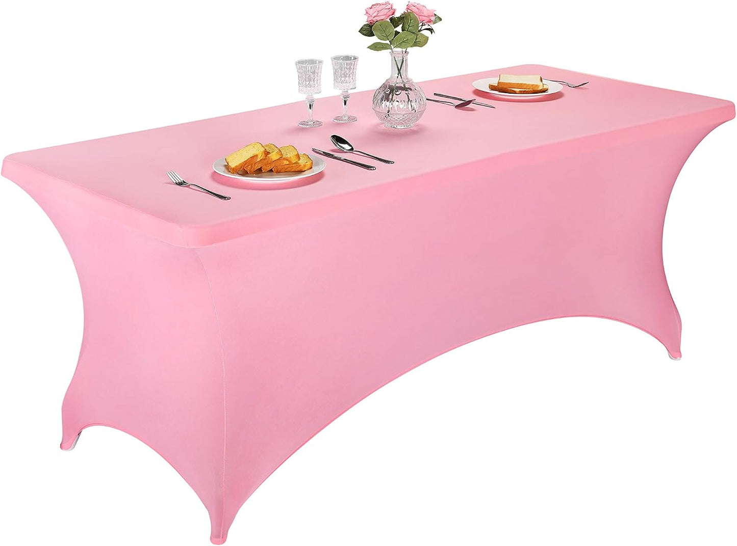 Fundas mesa elastano 6ft ajustables eventos 2uds rosa