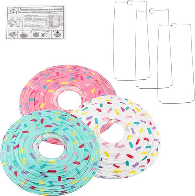 3 Linternas papel dona 12pulg decorativas para fiestas