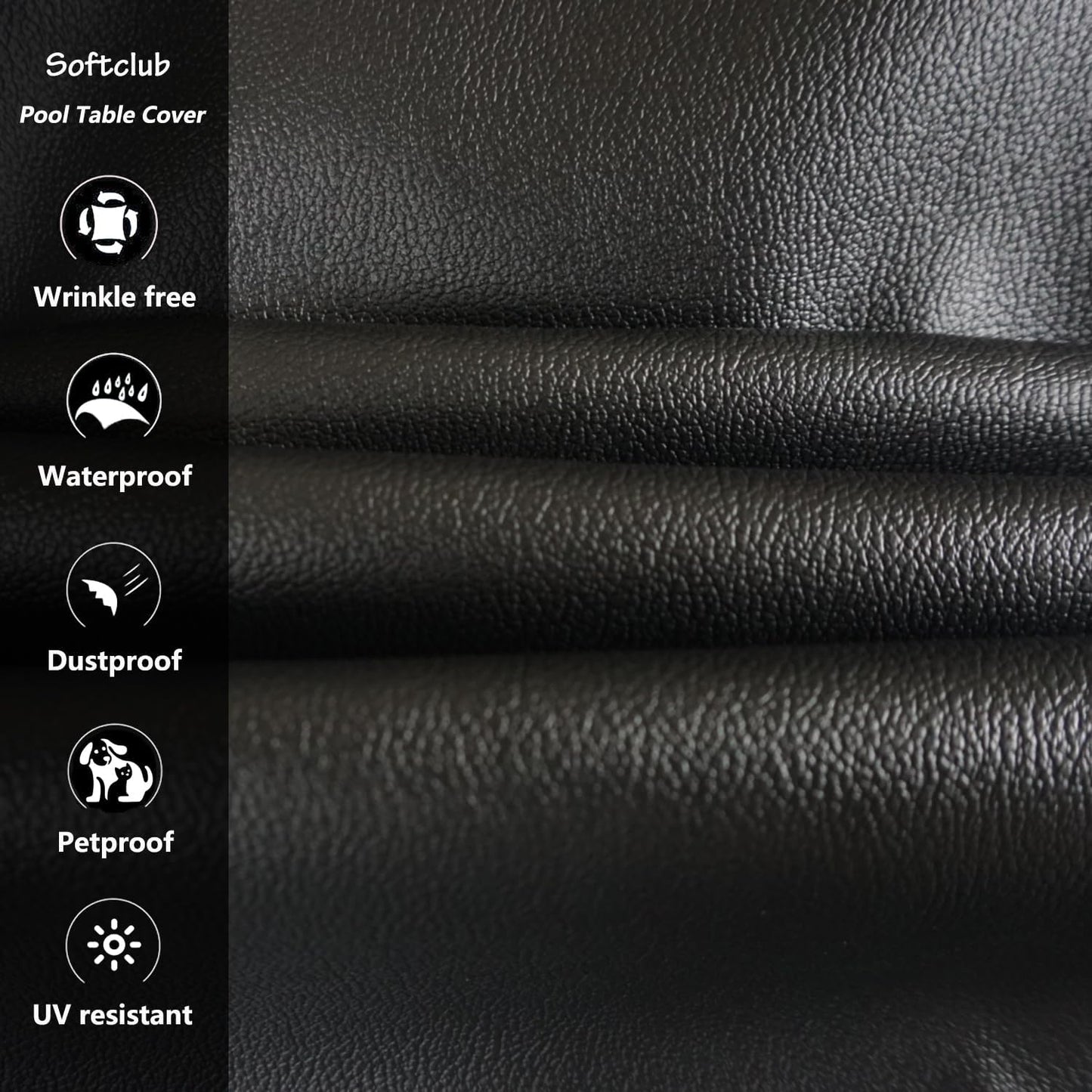 Funda mesa billar cuero sintético 8ft negro resistente