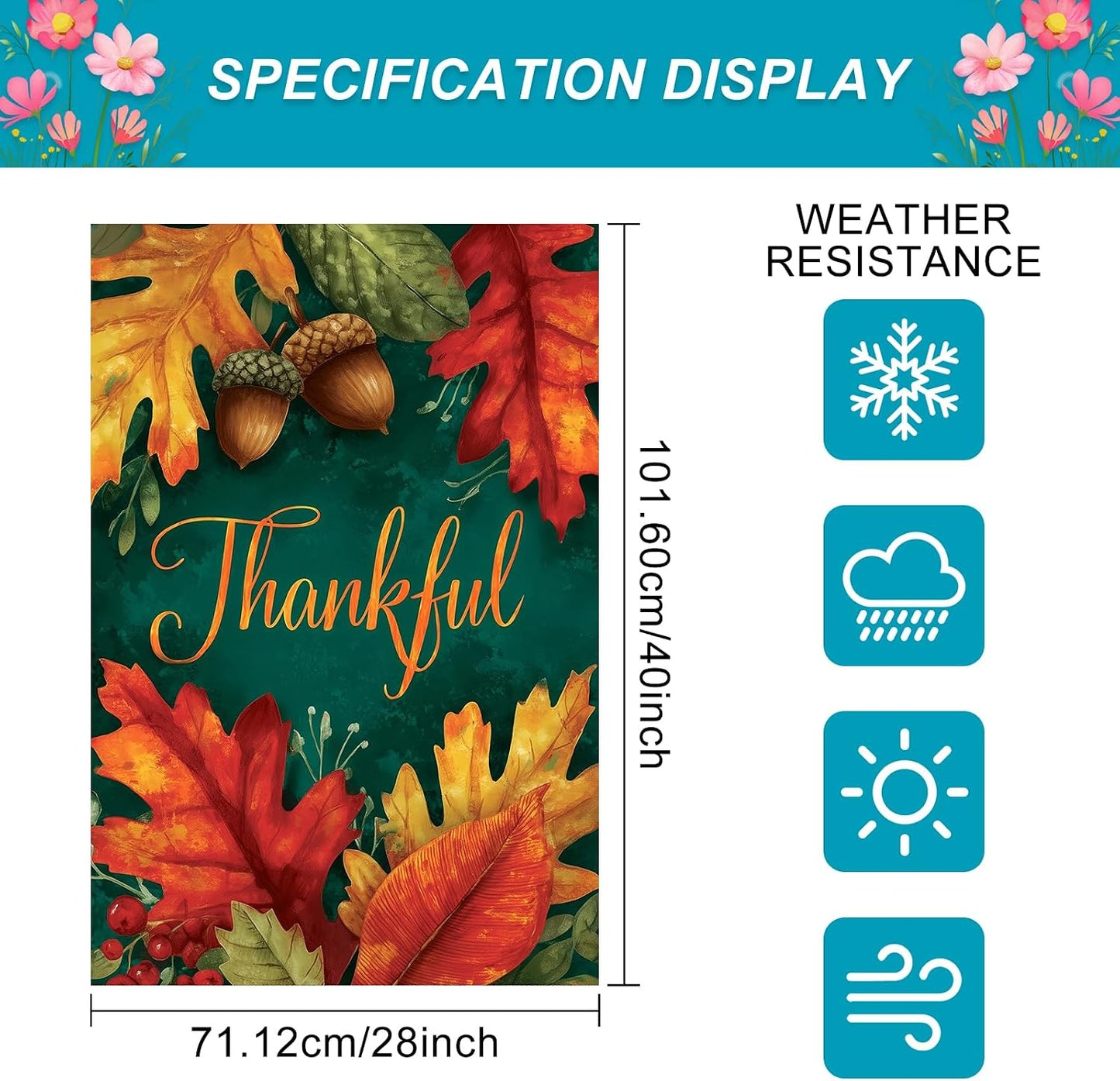 Bandera otoño 28x40pulg diseño bellotas para exteriores