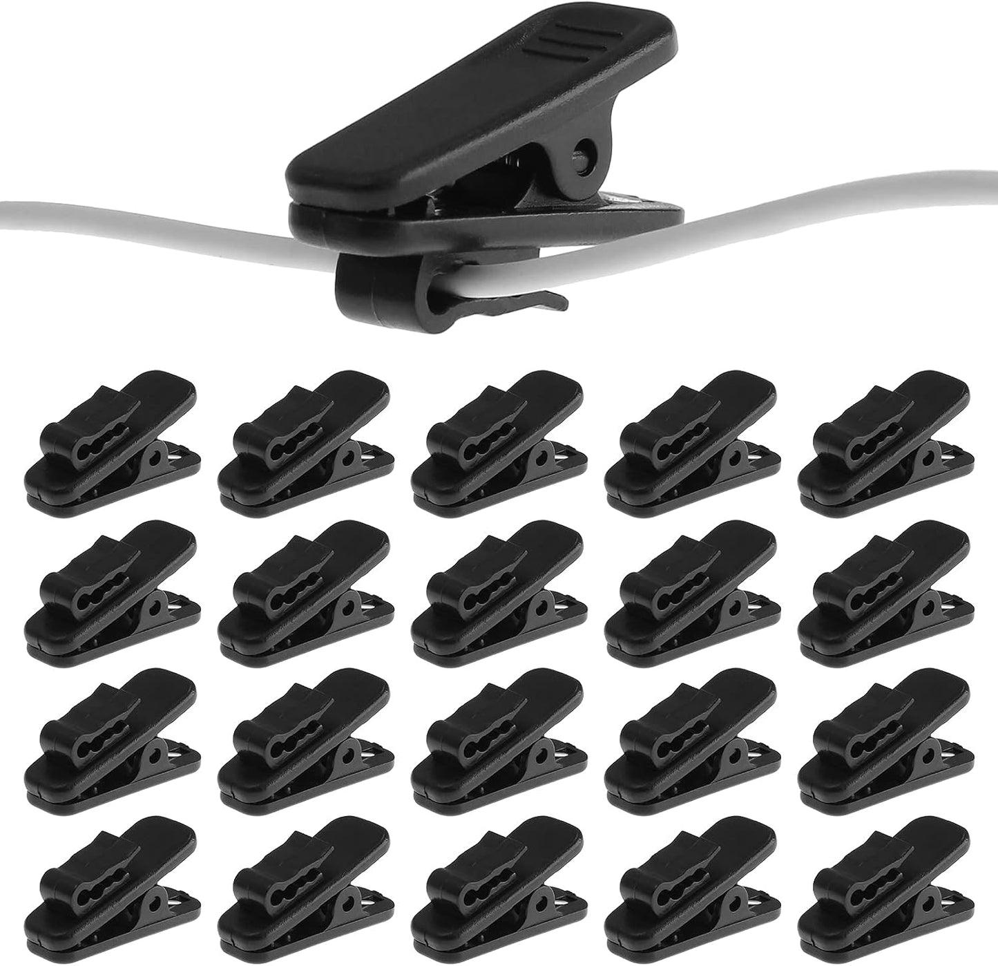 24 Clips Cable Auriculares Negro