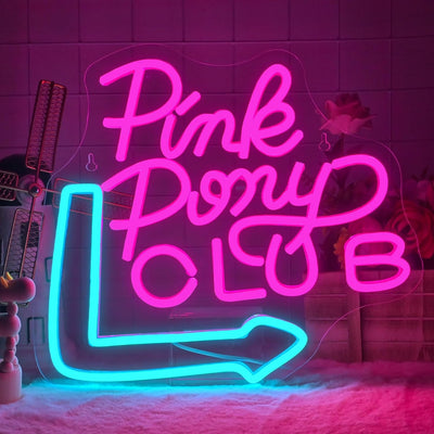 Letrero neón Pink Club Pony Club para pared USB LED ajustable