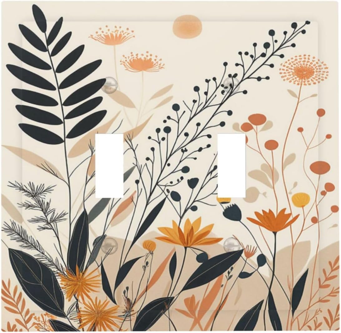 Placa interruptor floral boho 2 gang decorativa