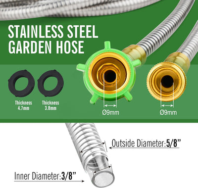 Manguera jardín acero inox 3ft conector metal antifugas