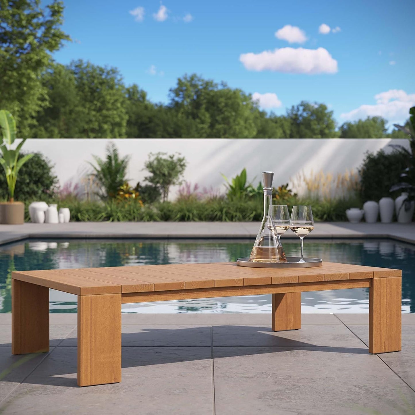 Mesa centro rectangular acacia exterior color natural