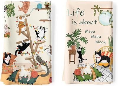 Paño de té gato algodón 18.9x27.5pulg secado rápido regalo mamá