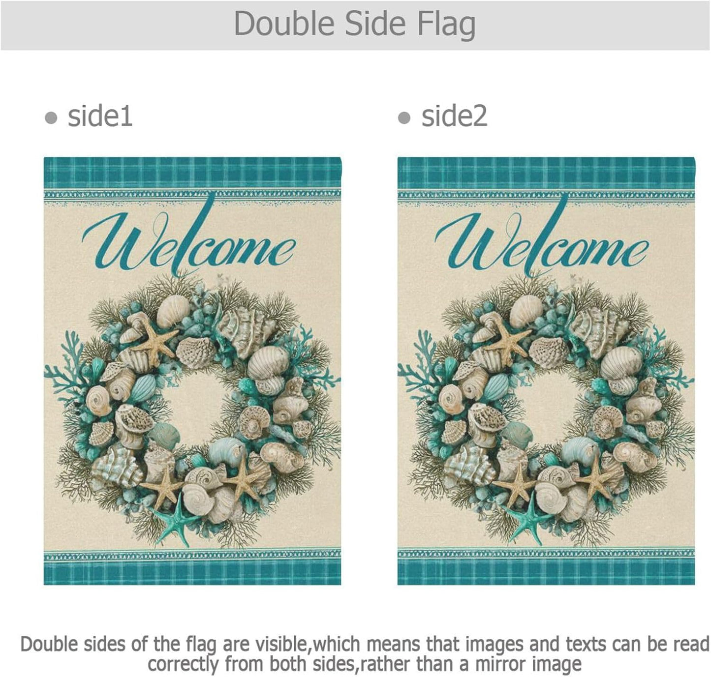 Bandera jardín doble cara conchas estrella mar 12x18"