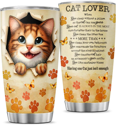 Vaso 20oz con tapa y pajita para amantes de gatos