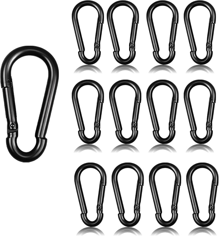 20 Clips Mosquetón Negro M5 3/16pulg para Pesca Camping